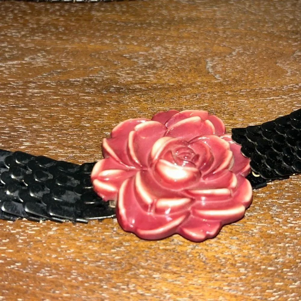Festival Metal Mermaid Accordian Flower Hook Statement Belt